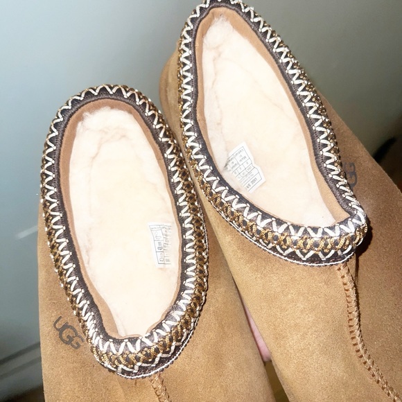 Ugg Plush Tasman chestnut winter tan wool blend slip on fuzzy slippers - Picture 7 of 12